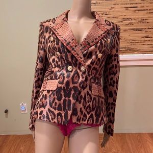 Zcrave Faux Leather Blazer In Snakeprint Design Double Breasted Size S